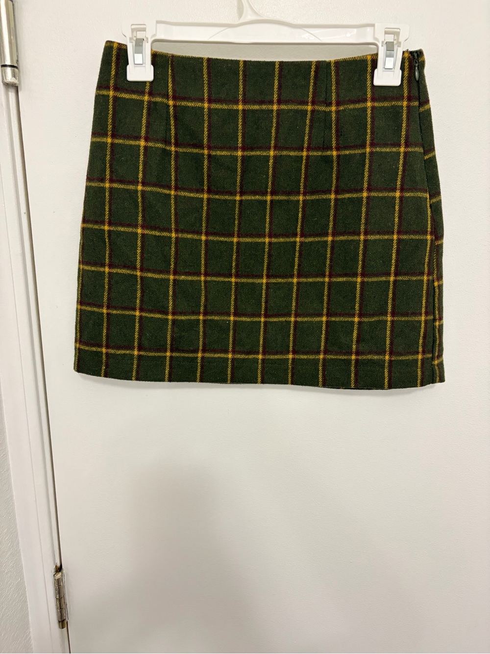 Forever 21 Dark Green Plaid Mini Skirt with Yellow Accents